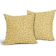 thumbnail image 2 of Golden Yellow and Cream Floral Pillow Covers 18x18 Inch Set of 2 Vintage Flower Outdoor Decorative Throw Pillows Small Floral Block Print Rustic Farmhouse Pillowcases for Couch Decor, 2 of 6