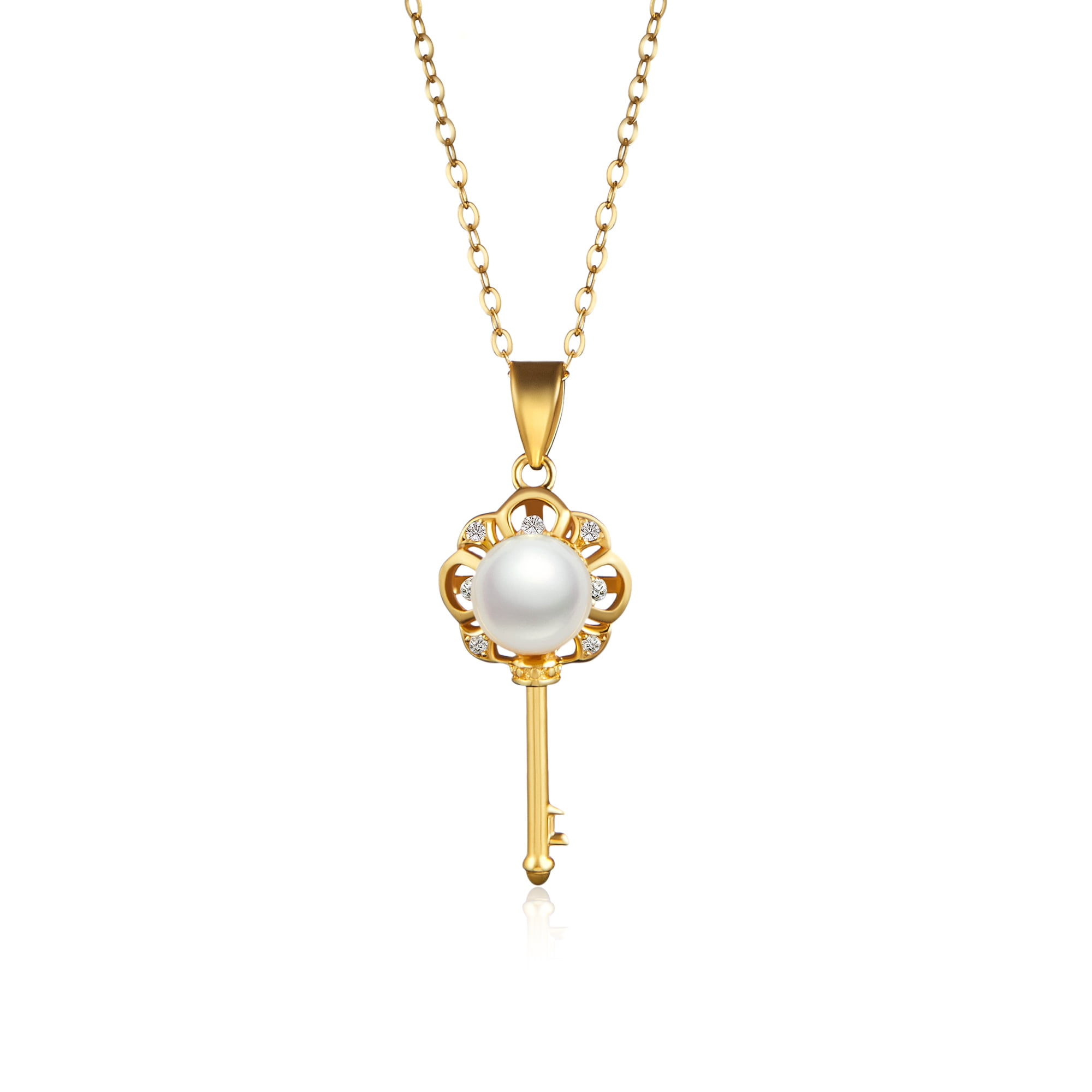 Jewelmak 14K Gold Mother of Pearl Oval Necklace Pendant Fine