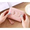 thumbnail image 5 of 1 tarjetero corto con bolsillo con cremallera y borlas, color rosa, 5 of 5