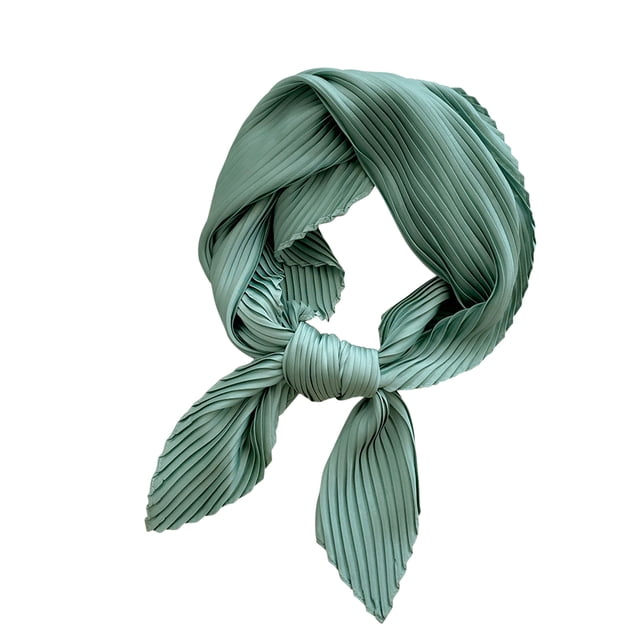 Bufandas plisadas de color sólido, bufanda pequeña para mujer, bufanda de seda lisa y ligera, bufanda de primavera, bufanda decorativa, bufanda para el cuello para mujer