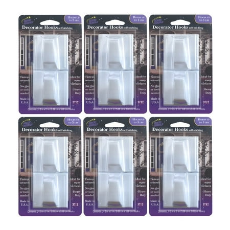 

Magic Mounts 3712 Decorator Hooks Hangers Self Stick Adhesive Heavy Duty Holds Up To 5 LBs 2 Hooks Per Pack White 6-Pack