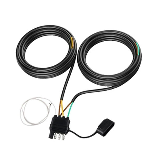 Arnés de remolque plano, conector para recableado de luces traseras, suministros prácticos, 5 cables, 4 pines, 26 pies para embarcaciones marinas. NO trenzado