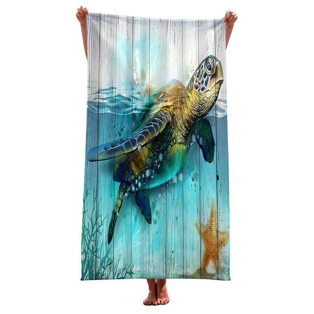Sea Turtle Beach Towel Microfiber Ocean Animal Bath Towel Nautical