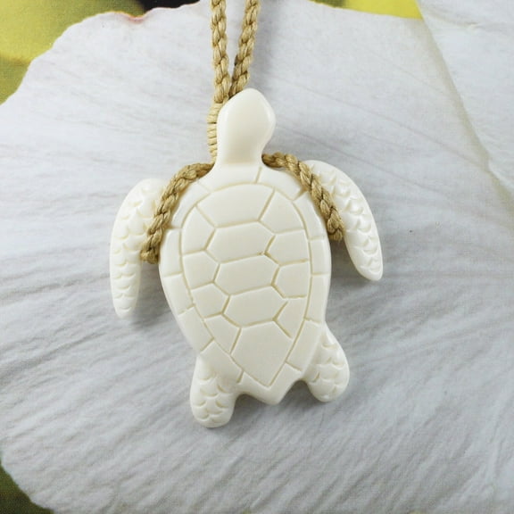 Unique Beautiful Hawaiian Large Sea Turtle Necklace, Hand Carved Buffalo Bone Turtle Necklace, N9409 Birthday Valentine Gift, Island Jewelry