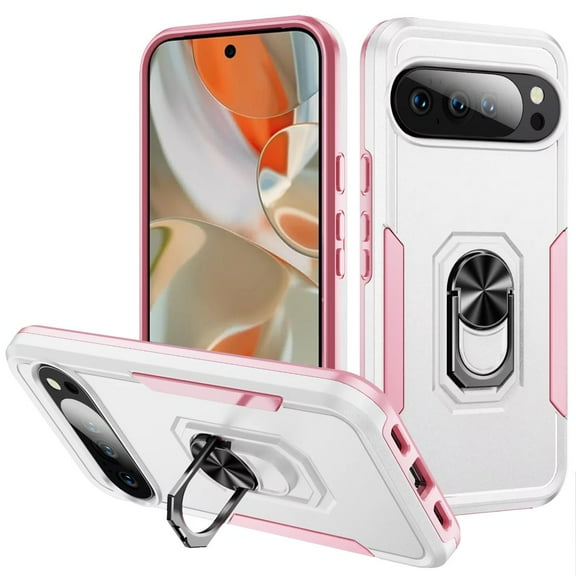 For Pixel 10 Pro XL Tough Hybrid With Ring Stand Case - White