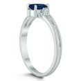thumbnail image 2 of SZUL Women's 6X4MM Sapphire and Diamond Pear Shaped Open Three Stone Ring in 10K White Gold, 2 of 4