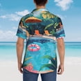 thumbnail image 4 of Pofeuu Tropical Poolside Relaxation Print Hawaiian Shirt for Men Sleeves Casual Button Down Summer Beach Dress Shirts T-Shirts,XX-Large, 4 of 7