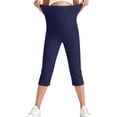 thumbnail image 3 of Only Moment Longer Shorts for Women Blended Fabric Ankle Golf Pants Pull On Business Casual Travel Dress Pants with Pockets Yoga Shorts for Wowomen Navy,2XL, 3 of 5