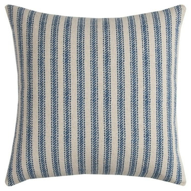 Rizzy Home Ticking Stripe 20" x 20" Cotton Pillow Cover-Blue/Natural