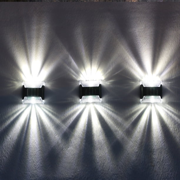 4Pcs Solar Lights Outdoor,Outdoor Solar Powered Lights, Dusk to Dawn Outside Up and Down Lighting, Solar Wall Fence Lights for Parking Lot Backyard Gardens Fence Patio
