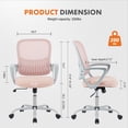 thumbnail image 5 of JOINSUN Home Office Desk Chair with Lumbar Support, Ergonomic Mid-Back Mesh Chair with Flip-Up Arms & Smooth Wheels – Ideal for Study, Dorm, or Work, Pink, 5 of 5