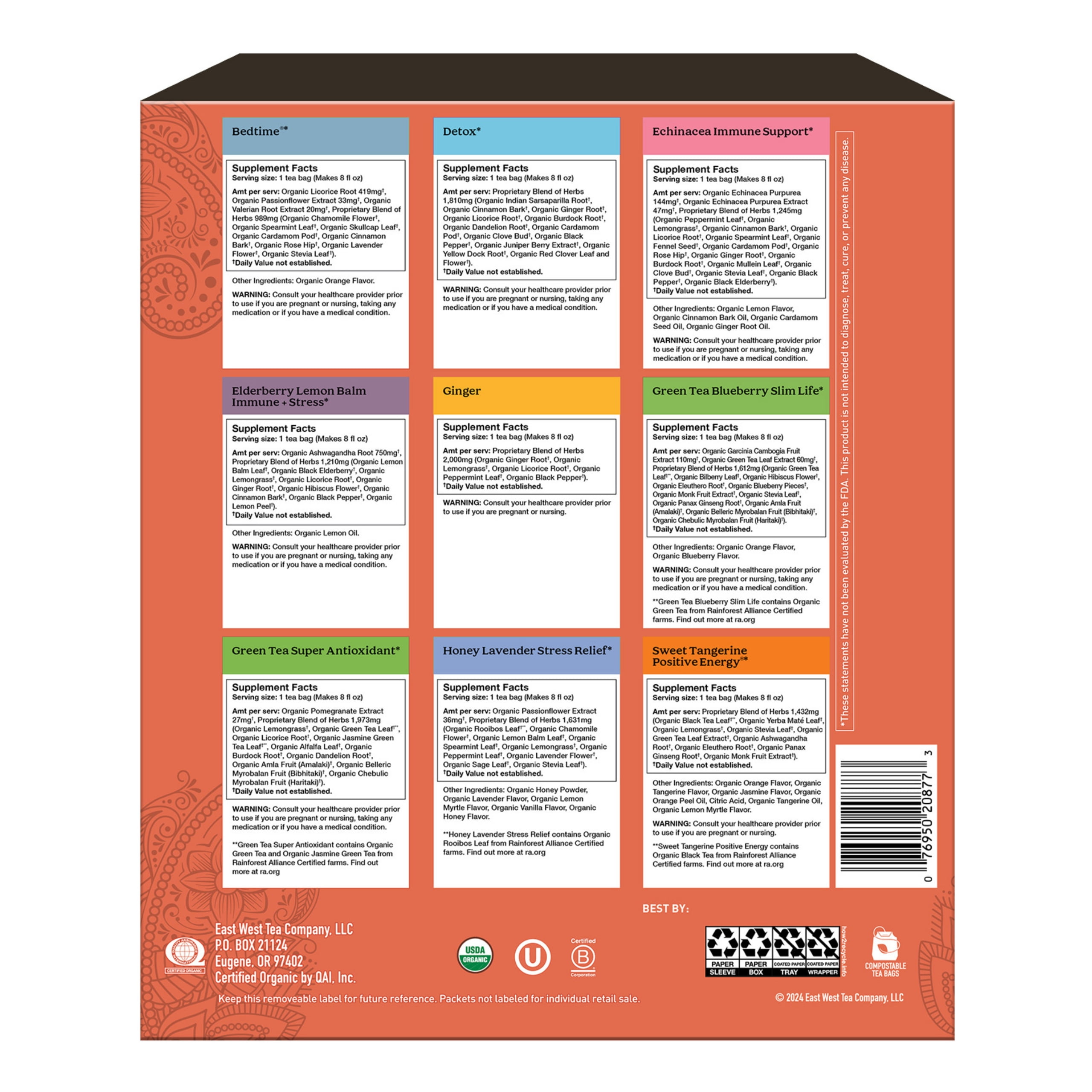 Favorites Yogi Organic Sampler Gift Box - Assorted Delicious Wellness Teas - 9 Herbal, Green & Black Teas - Variety Pack (45 Tea Bags)