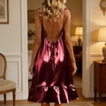 thumbnail image 6 of Posijego Women's Satin Nightgowns Sleeveless Nightdresses Camisole Dresses Ruffled Pajama Dresses Sleepwear Loungewear, 6 of 9