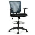 thumbnail image 1 of Gymax Mesh Drafting Chair Mid Back Office Chaise Réglable en Hauteur avec Repose-Pieds, 1 of 10