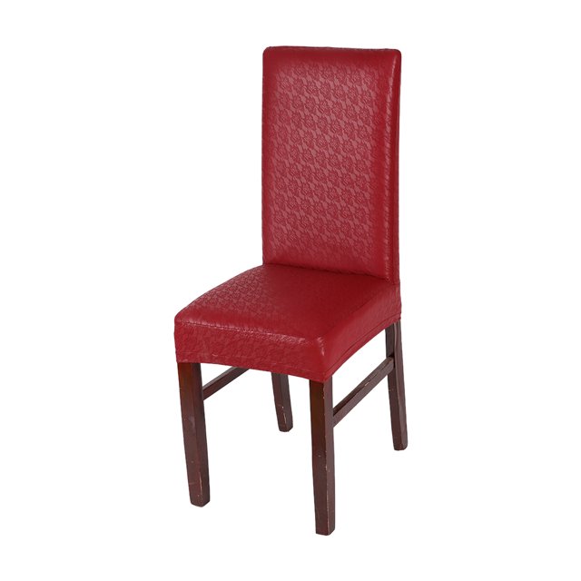 Moyic Fundas de silla elegantes y prácticas de PU para todas las ocasiones Protector de silla de cubierta de silla de comedor de PU Conjuntos de muebles de sala de estar Vino tinto de encaje