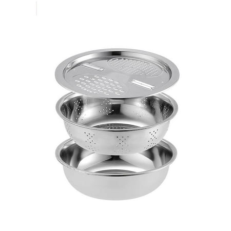 Stackable Stainless Steel Strainer and Mixing Basin Set Kitchen