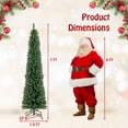 thumbnail image 3 of Gymax 7 FT Pencil Christmas Tree Artificial Xmas Tree w/ 523 Memory Wire Branch Tips, 3 of 10
