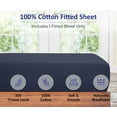 thumbnail image 4 of ROYALE LINENS 300 Thread Count 100% Long Staple Combed Cotton Fitted Sheet Twin XL - Super Soft Deep Pocket Bottom Sheet - Fitted Sheets Only - Elastic Sheets (Twin XL, Navy), 4 of 9