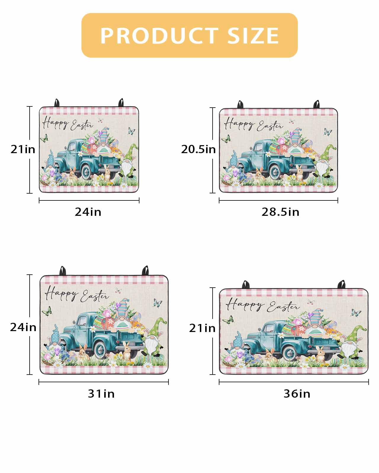 Large Induction Cooktop Protector Mat Easter Stove Top Covers for Electric Stove, Pink Plaid Blue Truck Eggs Bunny Retro Art Decorative Stove Burner Cover Mats, Glass Top Stove Cover