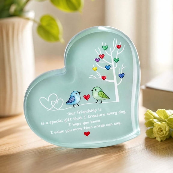 Dalxymotic Heart Acrylic Keepsake Gift, Heart-Shaped Acrylic Friendship Keepsake, Inspirational Friendship Keepsake, Acrylic Keepsake Gift for Desk, Shelf, Home, Office, Room