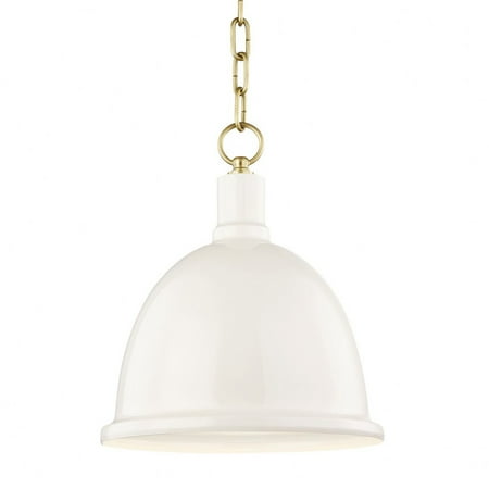 

-One Light Small Pendant in Style-11 inches Wide By 15.75 inches High-Aged Brass/Cream Finish-Cream Shade Color Bailey Street Home 735-Bel-2941864