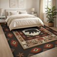 thumbnail image 3 of ODIKA 8'x10' Washable Area Rug Border Mens Decorations Reindeer Lone Cabin Southwestern Cowboy Playful for Dining Room, Large Office, Lounge, Non-Slip Chair-Friendly Mat, 3 of 7