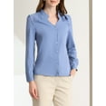 thumbnail image 5 of INSPIRE CHIC Women's Elegant V Neck Long Sleeves Button Down Shirt XS Blue, 5 of 7