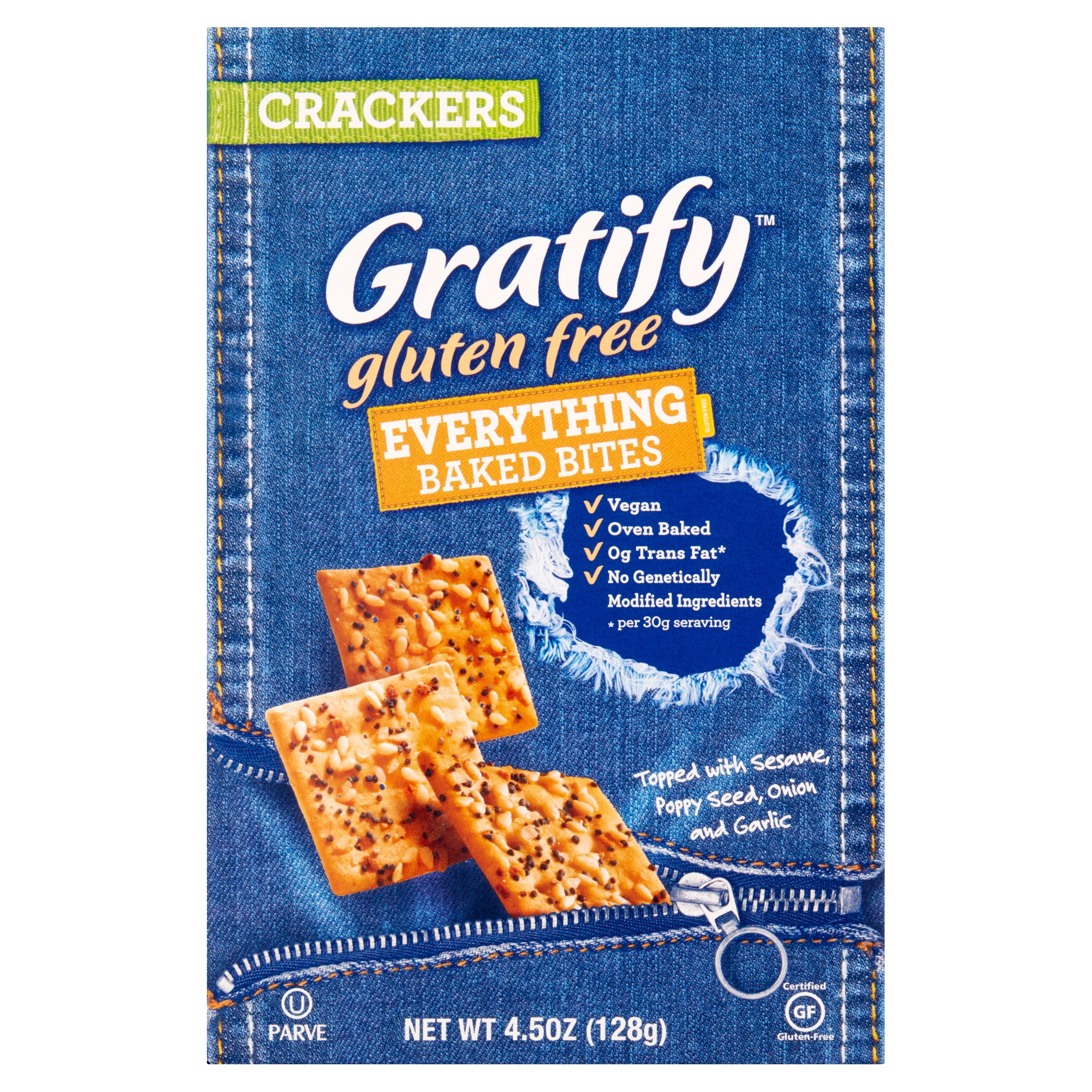 Gratify Gluten Free Everything Baked Bites Crackers, 4.5 oz, 12 pack