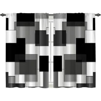 Black Grey Kitchen Curtains Cafe Curtains for Bathroom Dining Room Living Room Pocket Window Drapes 2 Panels Set 28"x36"