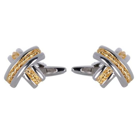 Cuff Daddy Metal Goldtone and Silvertone X-design Cuff Links