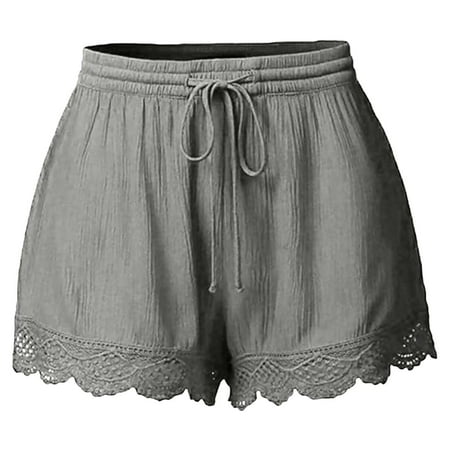 WTXUE Shorts for Women Summer Lace Plus Size Rope Tie Shorts Yoga Sport Pants Leggings Trousers Hot Shorts Pants Slim Shorts for Women S