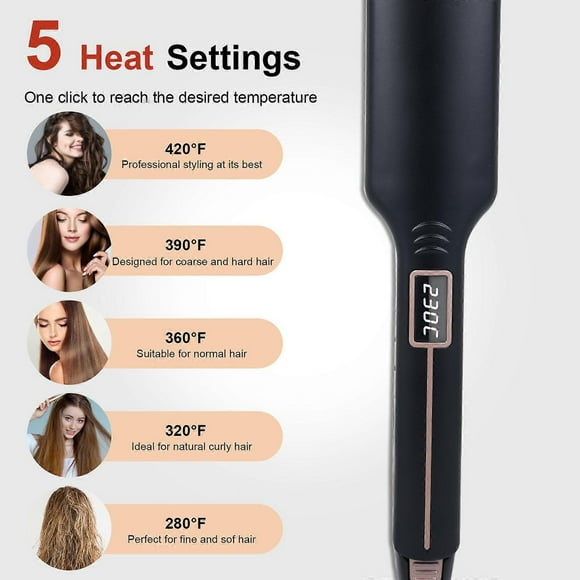 Adjustable Temperature Hair straightener Clipper Wide Plate Iron Fluffy Electric Clipper