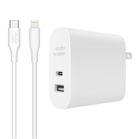 Studio by Belkin 30W USB-C   USB-A Wall Charger   USB-C Cable with Lightning Connector