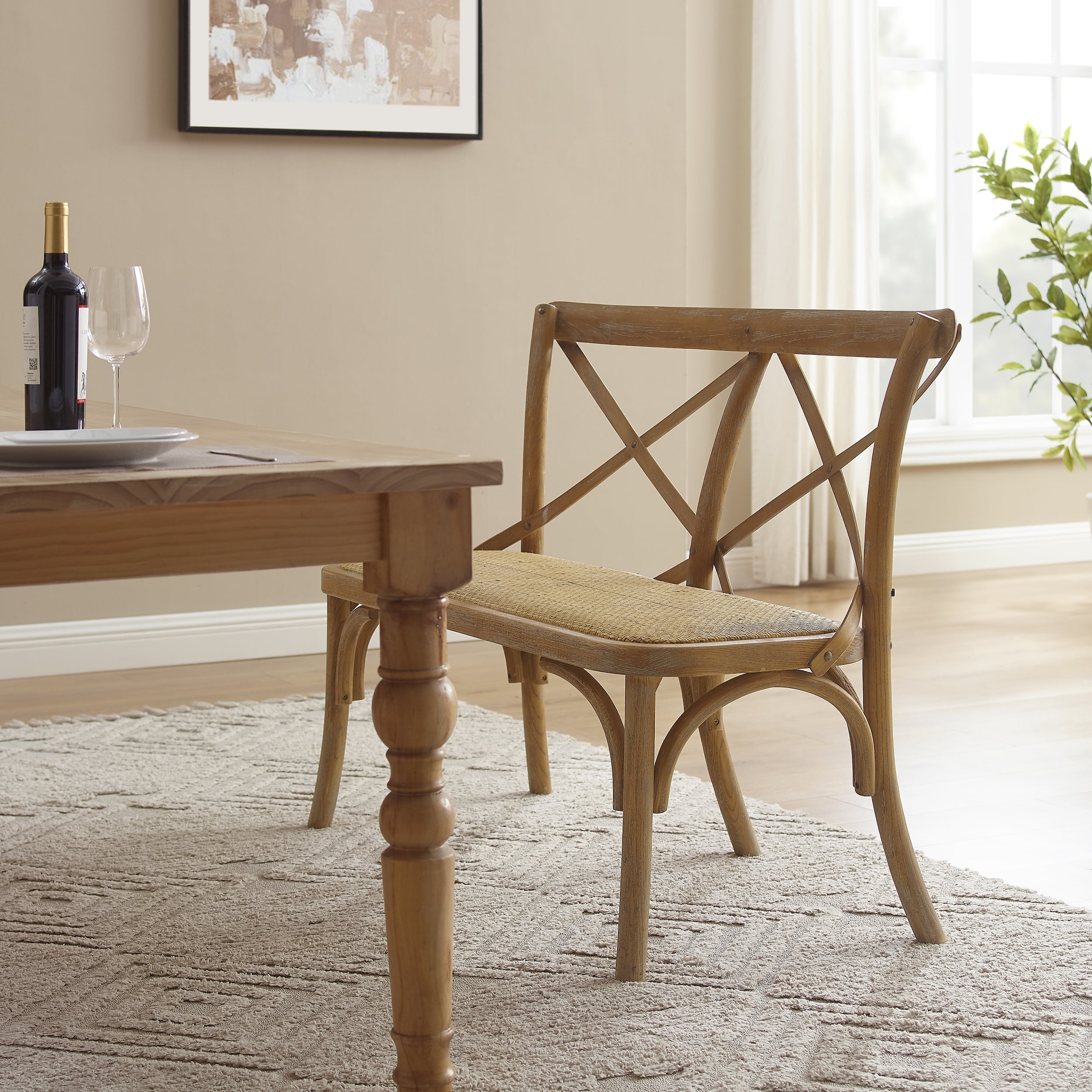 Linon Barton Bentwood Bench, Antique Brown/Natural
