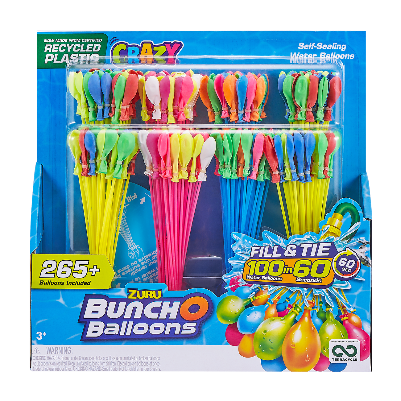 Bunch o Balloons 100 Water Balloons with Balloon Launcher Zuru Red White & Blue 
