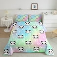 thumbnail image 2 of jejeloiu Kawaii Panda Head Queen Comforter Set,Cartoon Animal Bedding Sets,Gradient Colorful Bedding Comforter Set For Girls Boys,Super Cozy Room Decor Reversible,3 Pieces, 2 of 8