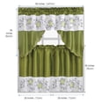 thumbnail image 3 of Flower Embroidered 3-Piece Kitchen Curtain Tiers & Swag Set, Green color, 58x36 & 28x36 inches for daily life and holiday, 3 of 3