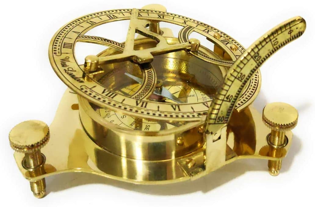 Solid Brass Sun Dial 4" Sundial Compass 