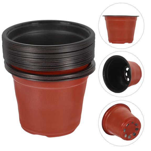 SHOWERORO Durable Plastic Plant Pots Brown for Garden with Drainage 20Pcs