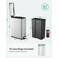 thumbnail image 3 of 12.7 Gallon Slim Trash Can, Kitchen Garbage Can for Narrow Spaces, Stainless Steel, Silver, 3 of 9