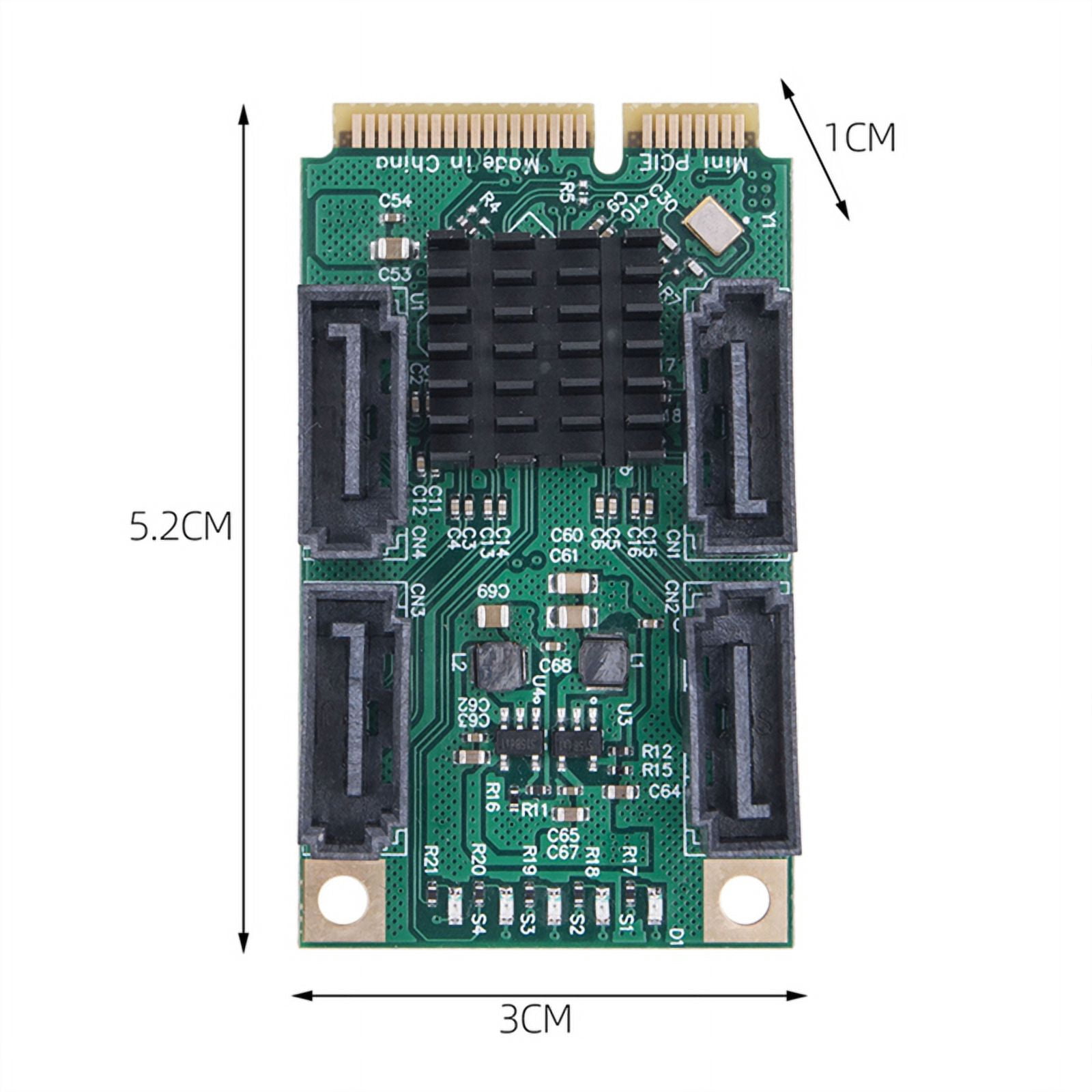 Mini PCI-E Controller-Karte – 4x SATA III Ports, Marvell 88SE9215 Chip – Für Notebooks, Kompatibel Mit Windows, Mac, Linux