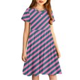 thumbnail image 4 of NAISIBABY A-Line Dress for Girls, Striped Stretch Short Sleeve Kids Casual Flare Sundress Pink 4-5T, 4 of 7