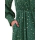 thumbnail image 5 of INSPIRE CHIC Vestido Casual de Malla con Estrellas Brillantes, Manga Larga Abullonada, Cintura Elástica, Cuello Barco, Talla XL, Verde, 5 of 5