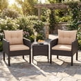 thumbnail image 4 of Costway 3PCS Outdoor Rattan Conversation Set Patio Garden Furniture Cushioned Sofa Chair, 4 of 9