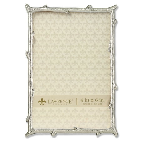 Natural Metal - 4x6 Silver Metal Picture Frame with Natural Branch Design