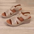 thumbnail image 5 of Sandals Women Wedge Peep Toe Thick Soled Ankle Straps Fashionable Casual Summer Solid Color Beach Sandals Outdoor Sport Shoes, 5 of 10