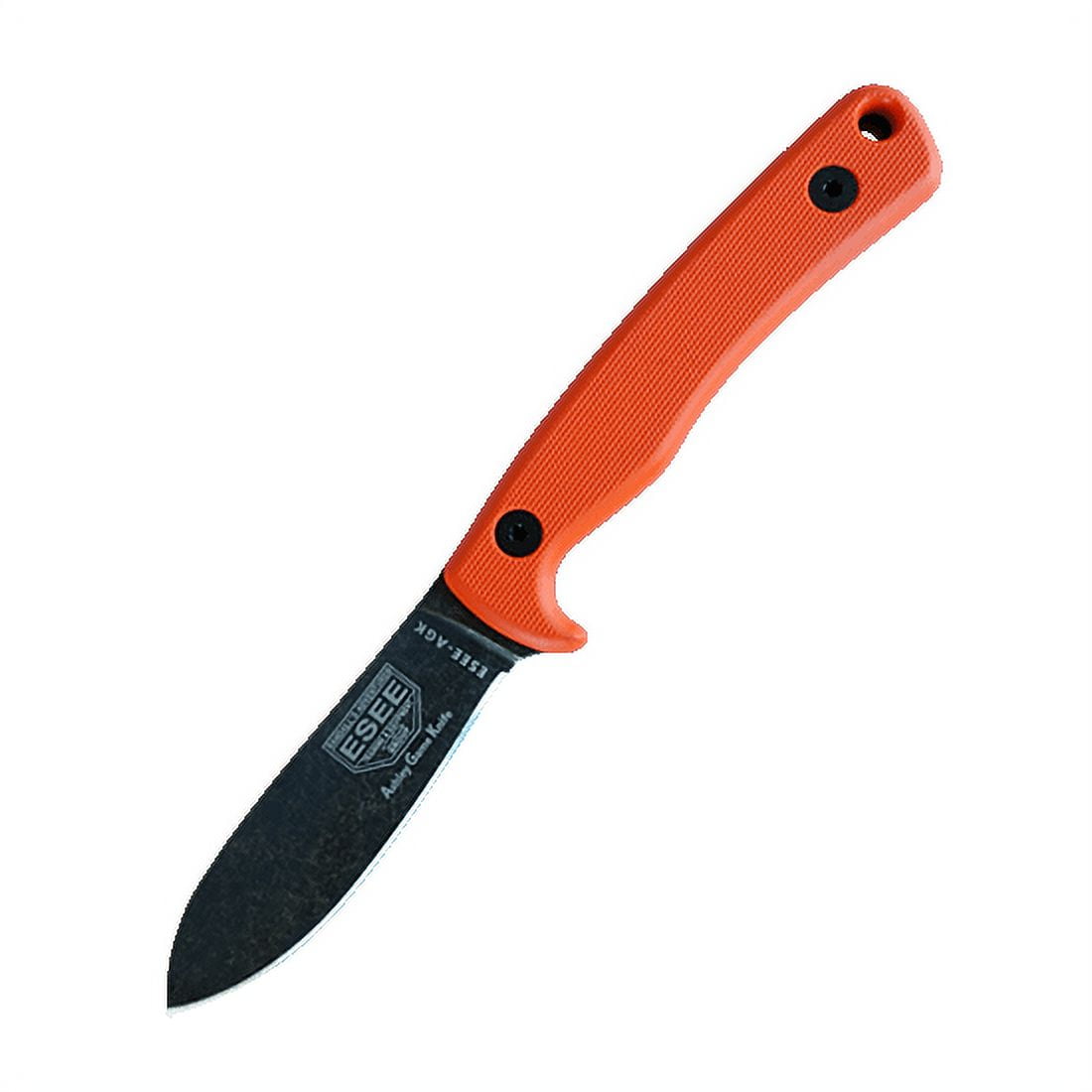 ESEE Knives Ashley Emerson Game Knife (AGK) Fixed Blade Knife 3.5 Drop Point 1095 Stonewashed Black Oxide Blade G-10 Handle Orange