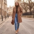 thumbnail image 4 of OIOLOYJM Winter Coats for Women Casual Double Breasted Long Jacket Formal Warm Comfortable Office Wool Work Overcoat Camel L, 4 of 5