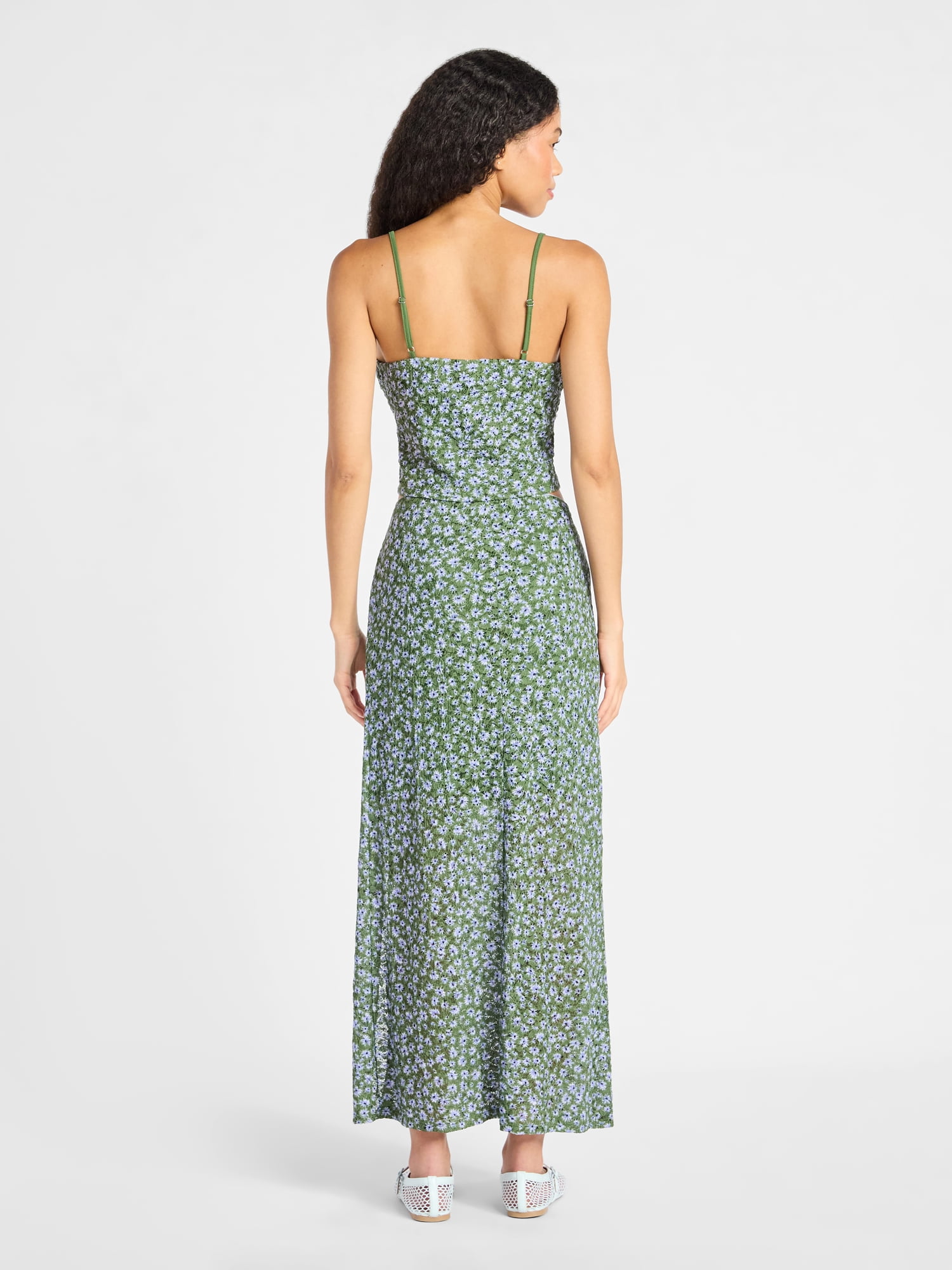 No Boundaries Cami and Maxi Skirt Set with Lace Trim, 2-Piece, Women’s