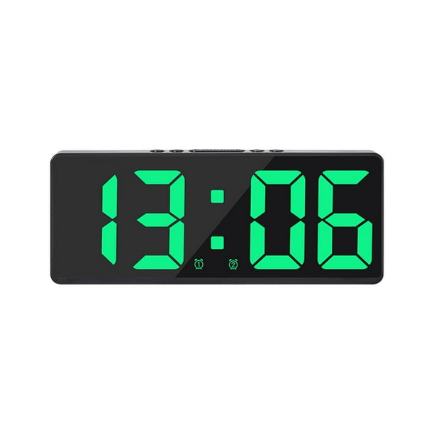Pisexur - Reloj despertador digital para hombre, LED, pantalla digital grande, moderno, totalmente funcional, para escritorio, mesita de noche, estudio, cocina, marco negro, electrónica para niños, o